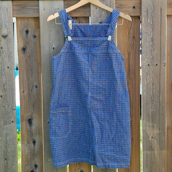 ADORABLE RETRO Romper Dress CHECK Smock Dress Women's Size Medium 725 Originals - Picture 1 of 6
